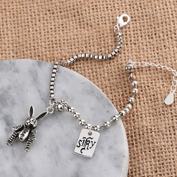 *NEW 925 Sterling Silver Vintage Rabbit Bracelet - Picture 6 of 9